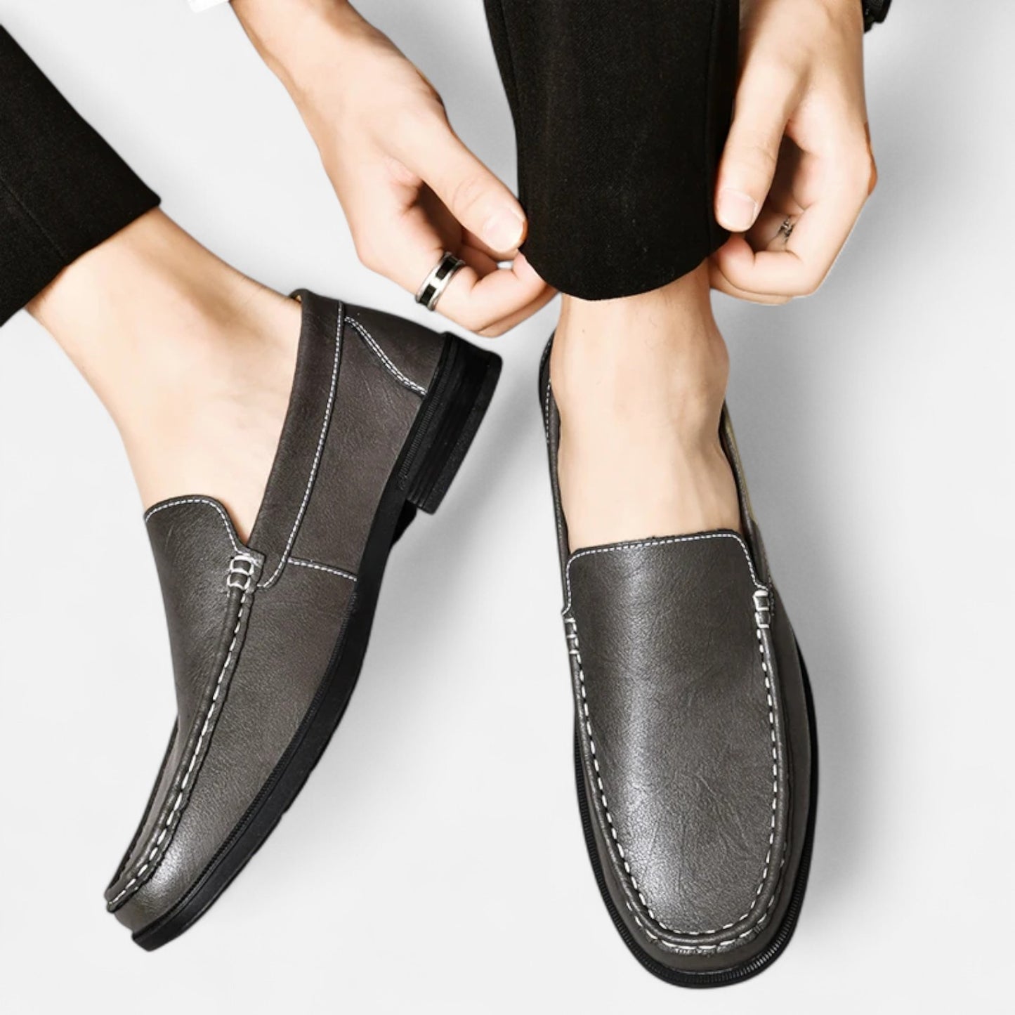 Rivrier l Men’s Leather Slip‑On Formal Wedding Shoes – Refined Elegance