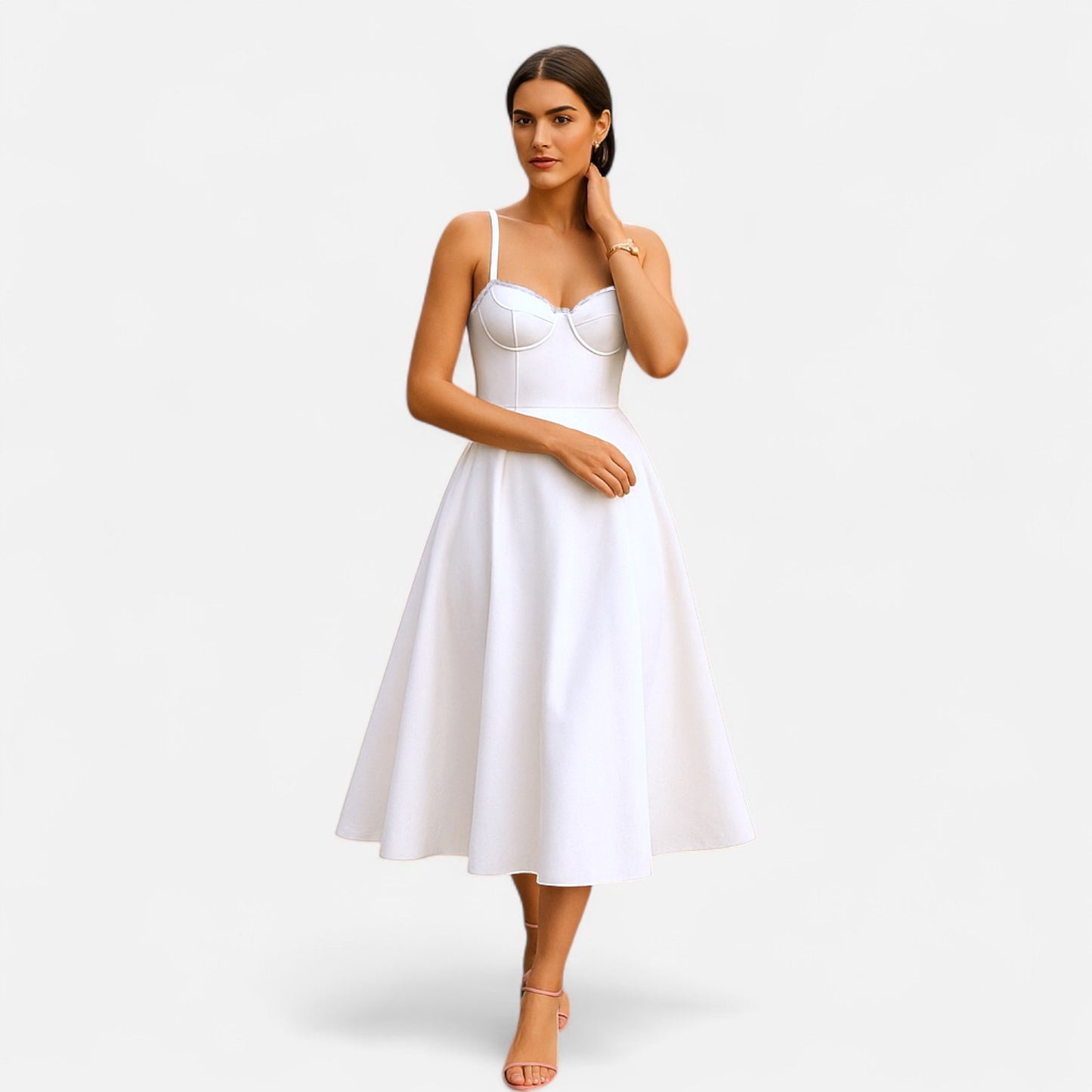 Rivrier l Women’s Elegant Midi Dress – Polished Mid‑Length Refinement