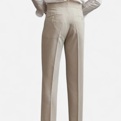 Rivrier l Men’s Tailored Cotton–Wool Fusion Trousers – Executive Summer Tailoring