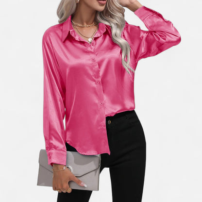  Rivrier l Women’s Satin V‑Neck Blouse – Effortless Polished Sophistication