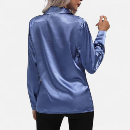  Rivrier l Women’s Satin V‑Neck Blouse – Effortless Polished Sophistication