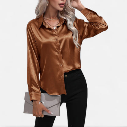  Rivrier l Women’s Satin V‑Neck Blouse – Effortless Polished Sophistication
