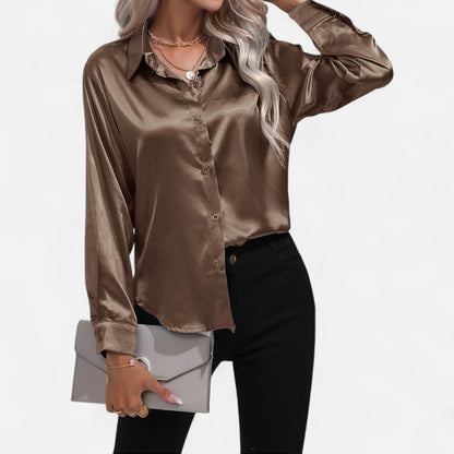  Rivrier l Women’s Satin V‑Neck Blouse – Effortless Polished Sophistication
