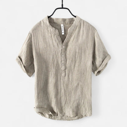  Rivrier l Men’s Cotton–Linen Shirt Half Sleeves – Lightweight Luxury Tailoring
