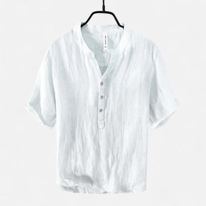  Rivrier l Men’s Cotton–Linen Shirt Half Sleeves – Lightweight Luxury Tailoring
