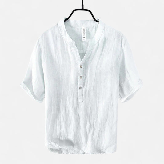  Rivrier l Men’s Cotton–Linen Shirt Half Sleeves – Lightweight Luxury Tailoring