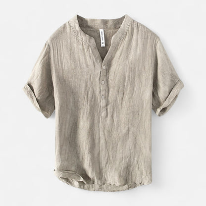  Rivrier l Men’s Cotton–Linen Shirt Half Sleeves – Lightweight Luxury Tailoring