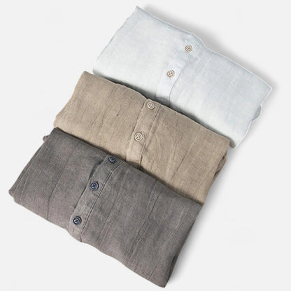  Rivrier l Men’s Cotton–Linen Shirt Half Sleeves – Lightweight Luxury Tailoring