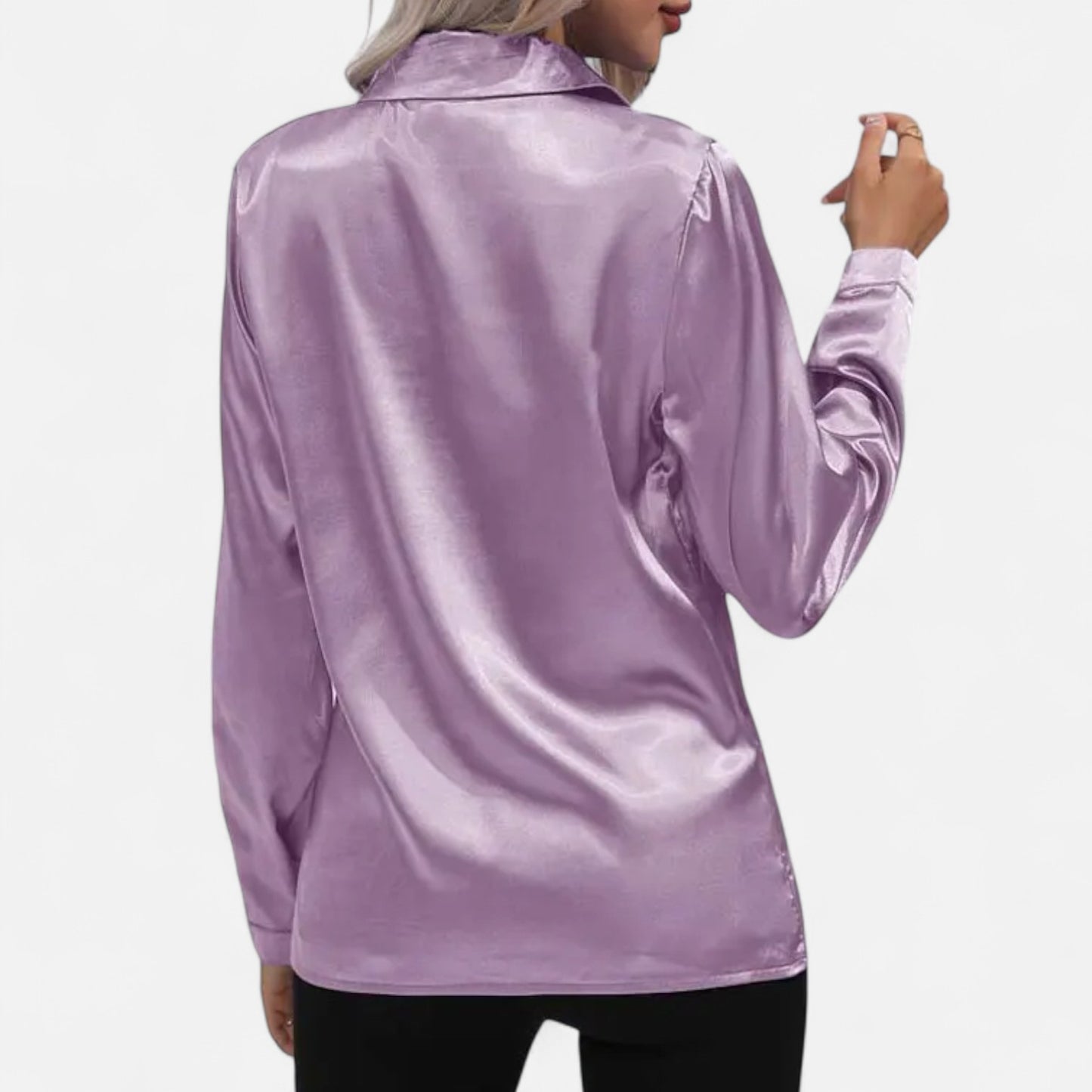  Rivrier l Women’s Satin V‑Neck Blouse – Effortless Polished Sophistication