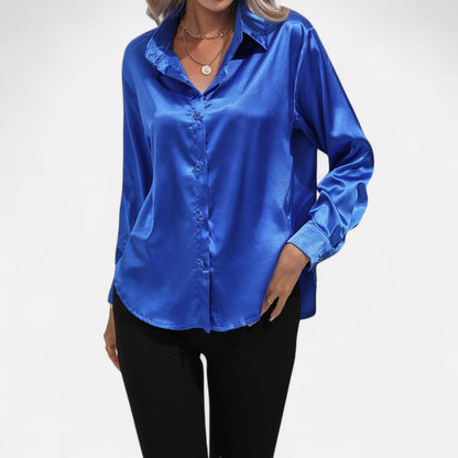  Rivrier l Women’s Satin V‑Neck Blouse – Effortless Polished Sophistication