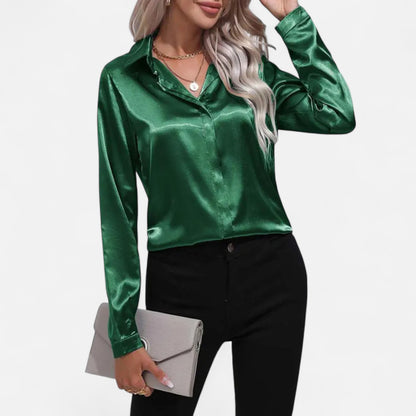  Rivrier l Women’s Satin V‑Neck Blouse – Effortless Polished Sophistication