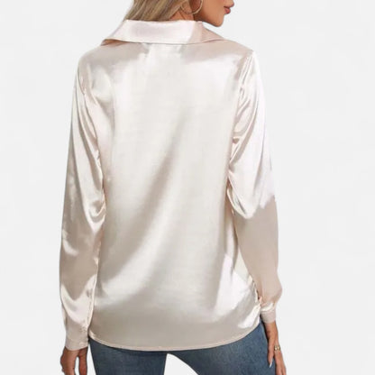  Rivrier l Women’s Satin V‑Neck Blouse – Effortless Polished Sophistication
