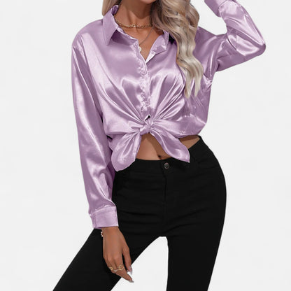  Rivrier l Women’s Satin V‑Neck Blouse – Effortless Polished Sophistication