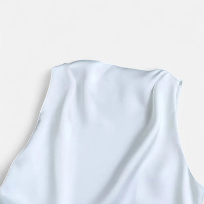 Rivrier l Women’s Satin Open‑Back Blouse – Chic Reveal with Evening Grace