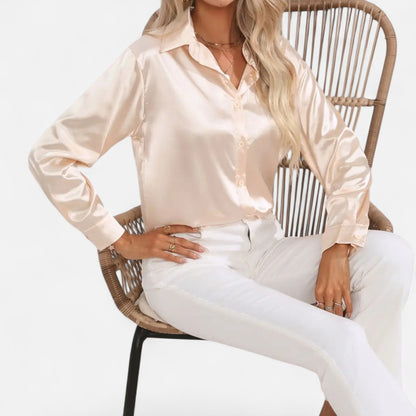  Rivrier l Women’s Satin V‑Neck Blouse – Effortless Polished Sophistication