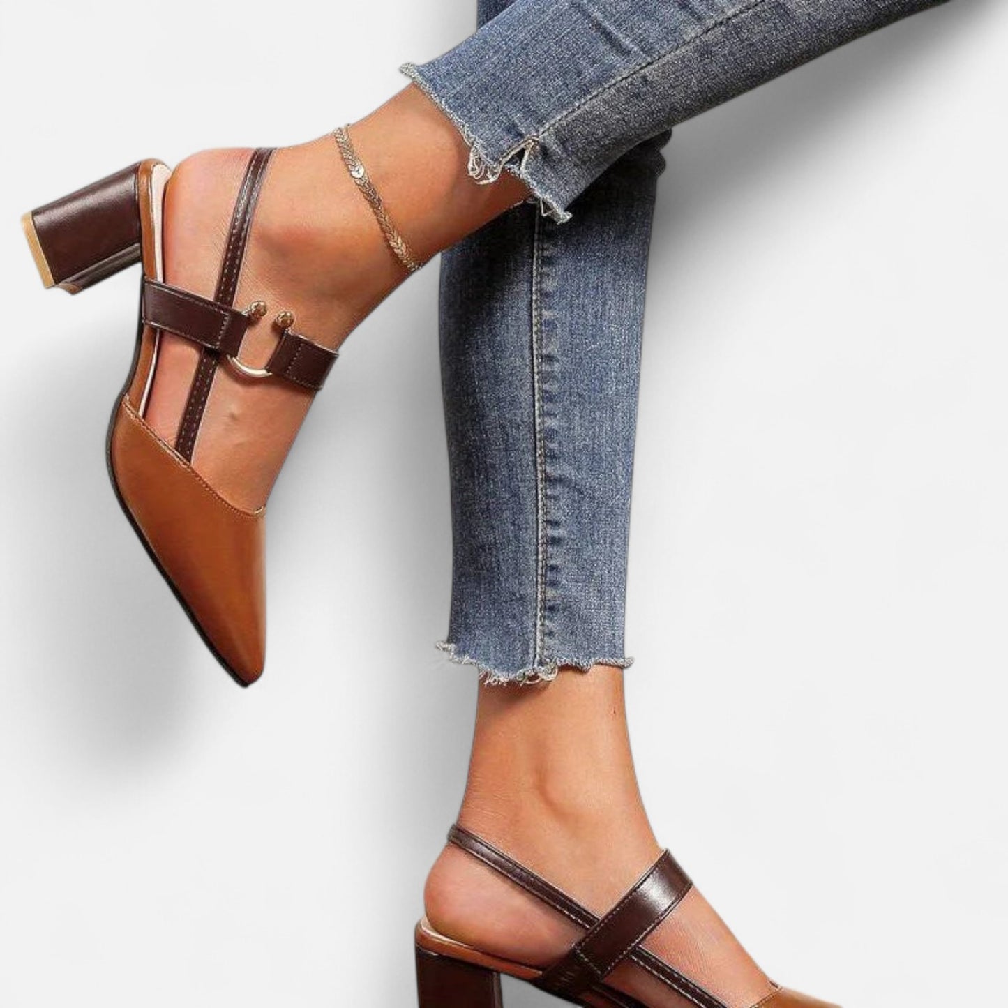  Rivrier l Women’s Leather Block Mid‑Heels – Elegant Elevation with Everyday Comfort