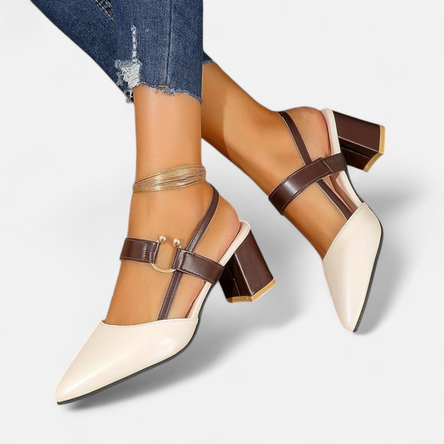  Rivrier l Women’s Leather Block Mid‑Heels – Elegant Elevation with Everyday Comfort