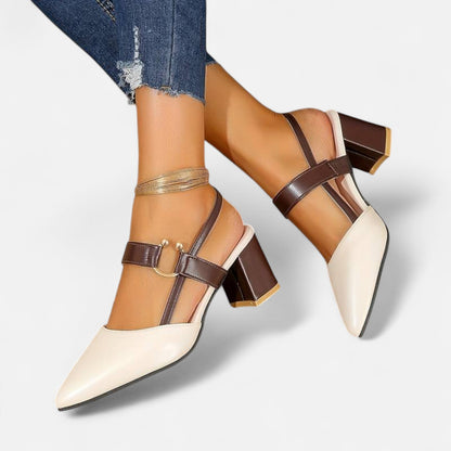  Rivrier l Women’s Leather Block Mid‑Heels – Elegant Elevation with Everyday Comfort