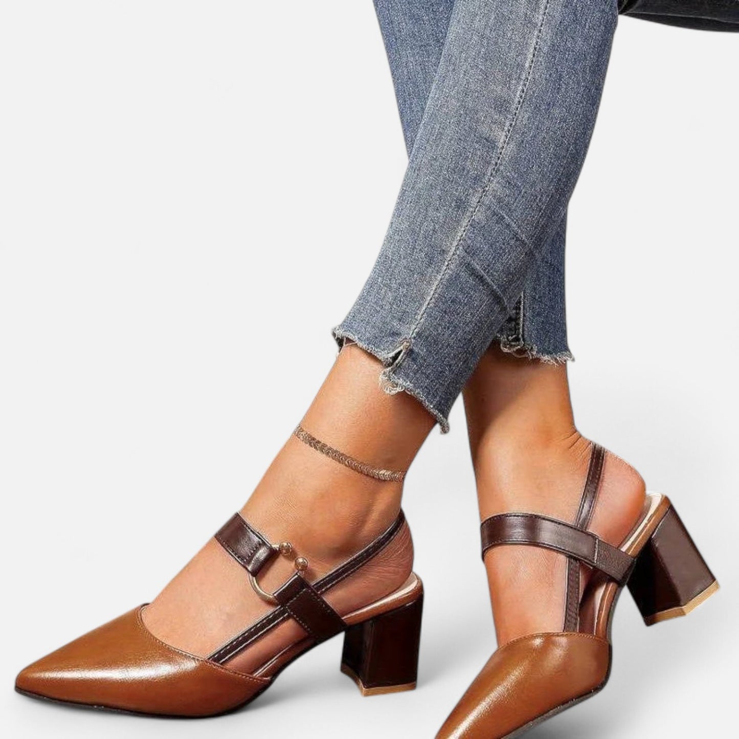  Rivrier l Women’s Leather Block Mid‑Heels – Elegant Elevation with Everyday Comfort