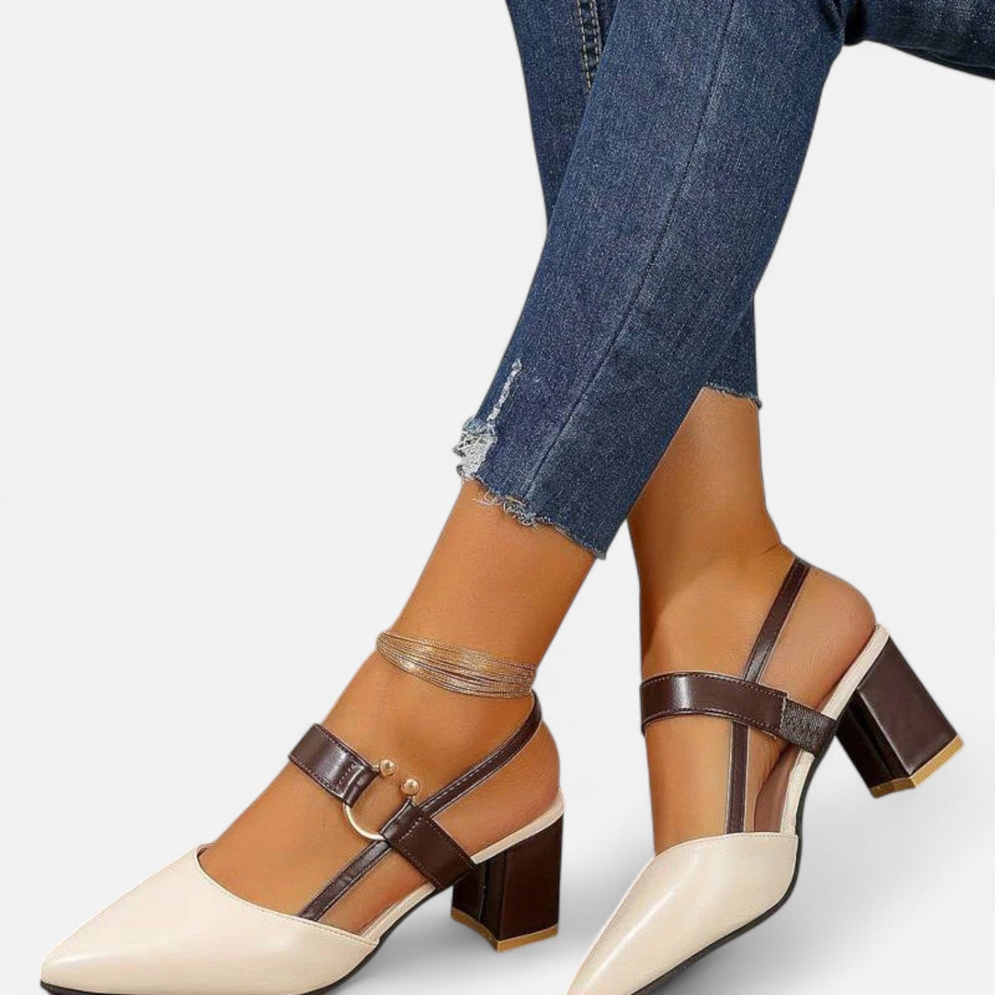  Rivrier l Women’s Leather Block Mid‑Heels – Elegant Elevation with Everyday Comfort