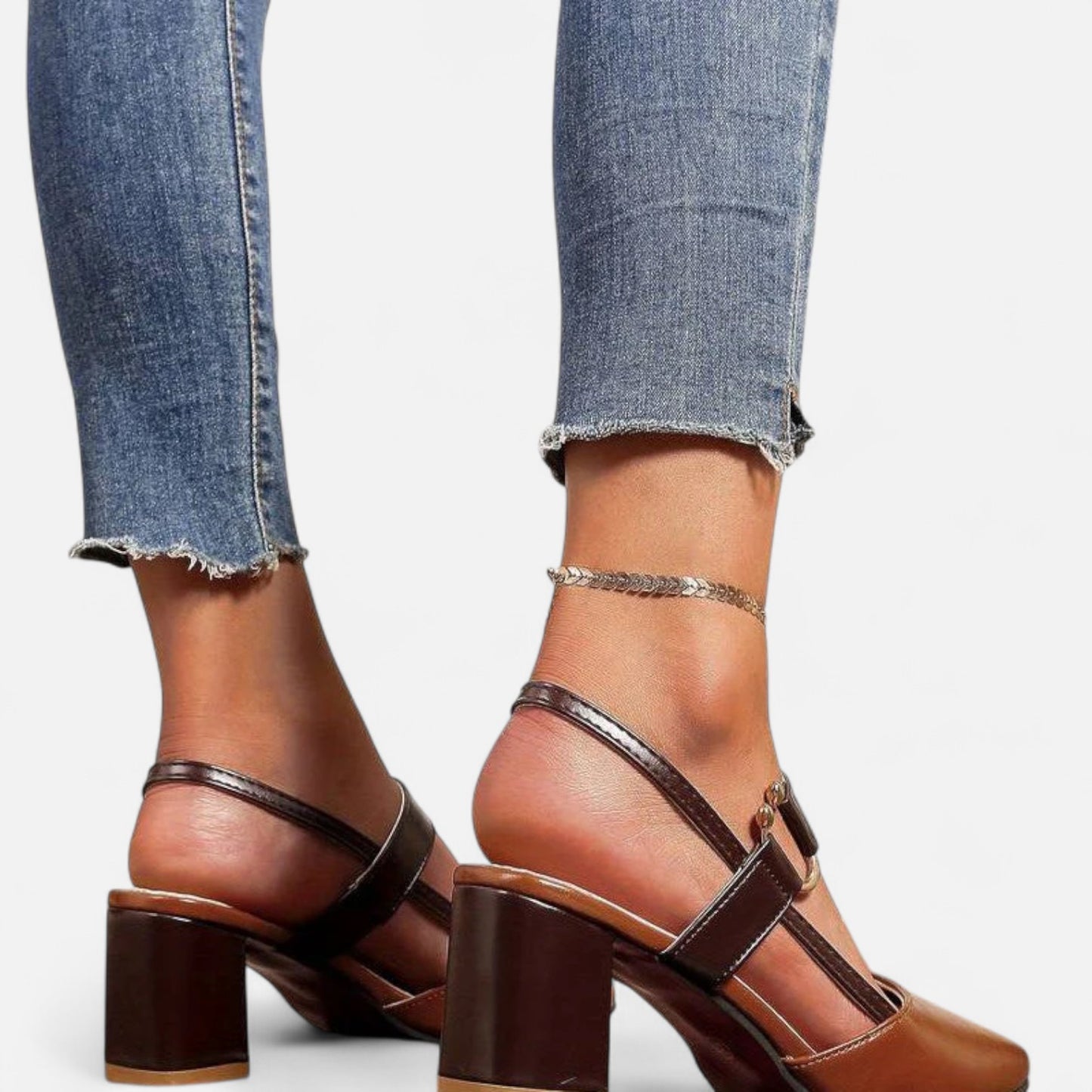  Rivrier l Women’s Leather Block Mid‑Heels – Elegant Elevation with Everyday Comfort