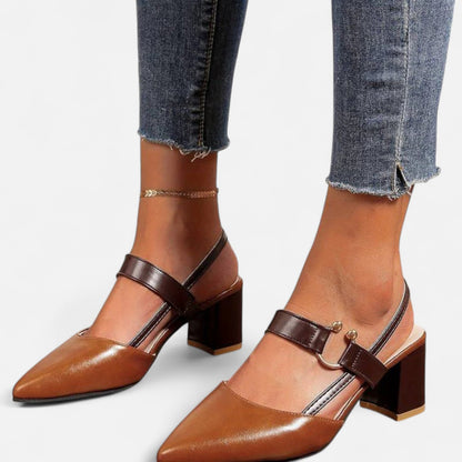  Rivrier l Women’s Leather Block Mid‑Heels – Elegant Elevation with Everyday Comfort