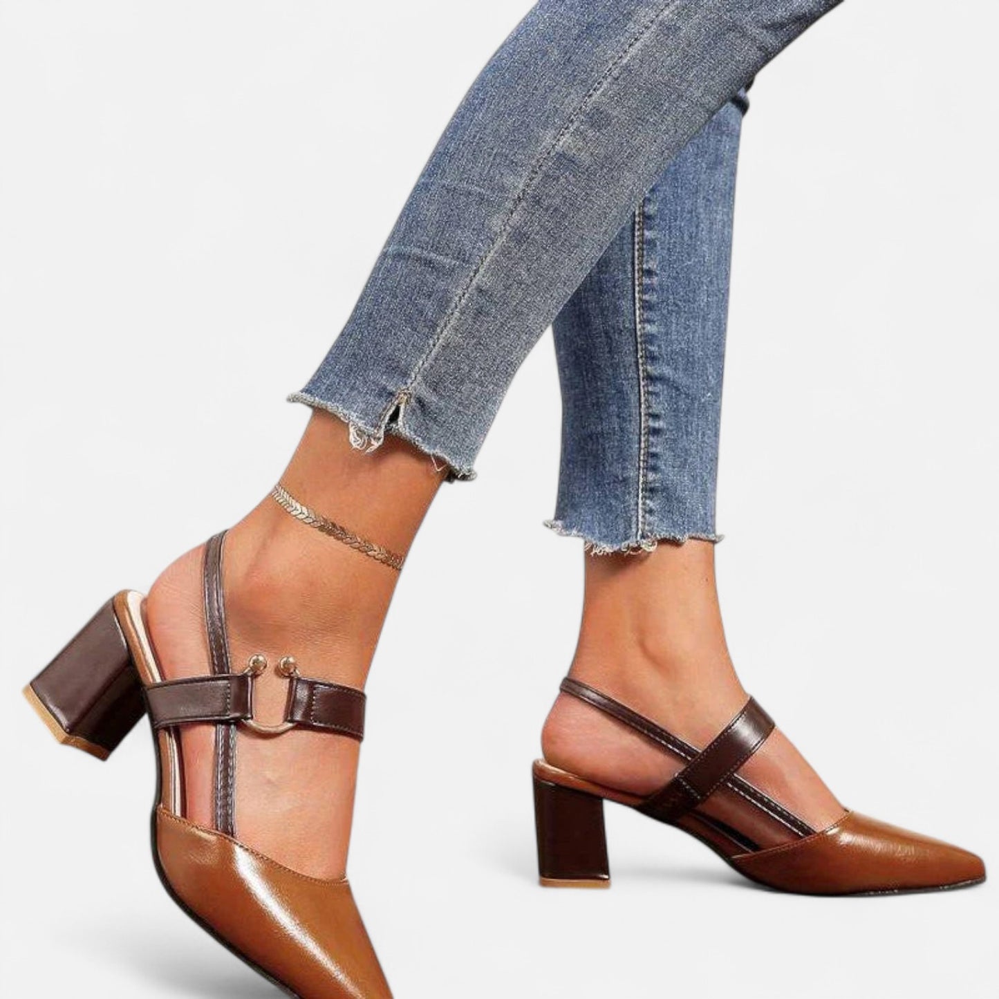  Rivrier l Women’s Leather Block Mid‑Heels – Elegant Elevation with Everyday Comfort