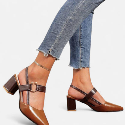  Rivrier l Women’s Leather Block Mid‑Heels – Elegant Elevation with Everyday Comfort