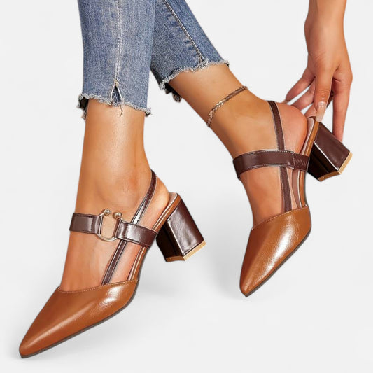  Rivrier l Women’s Leather Block Mid‑Heels – Elegant Elevation with Everyday Comfort