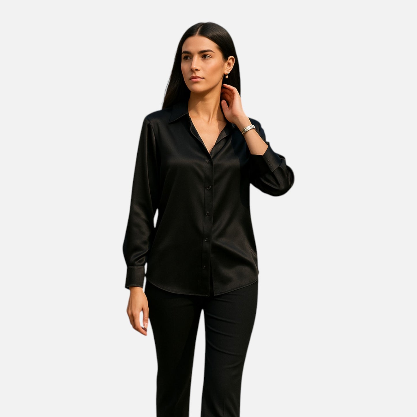  Rivrier l Women’s Satin Blouse – Luxe Comfort for Work & Evening