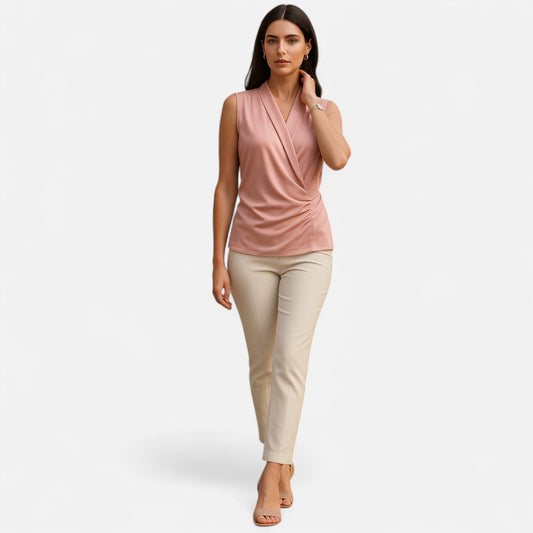 Rivrier l  Women’s Silk‑Satin Sleeveless V‑Neck Top – Luxe Minimalist Essential