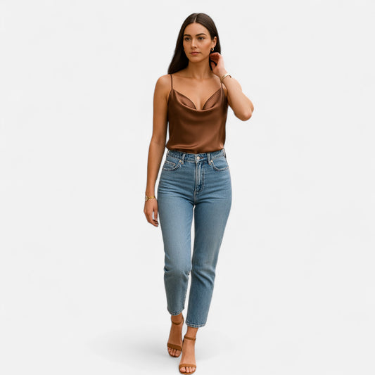 Rivrier l Women’s Silk‑Satin Tops – Luxe Layering Essentials