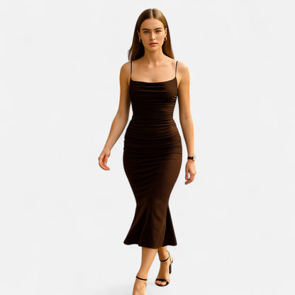 Rivrier l  Women’s Party Maxi Dress – Sleeveless Satin Formal Gown