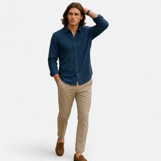  Rivrier l Men’s Pure Linen Shirt – Refined Breathable Tailoring