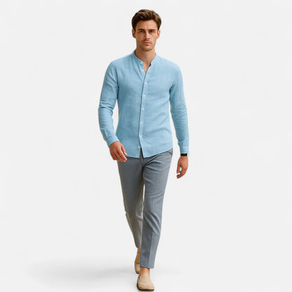 Rivrier l Men’s Cotton–Linen Beach Shirt – Effortless Coastal Sophistication