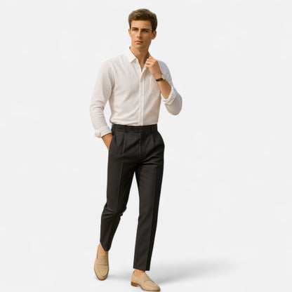  Rivrier l Men’s Tailored Cotton–Wool Fusion Trousers – Executive Summer Tailoring