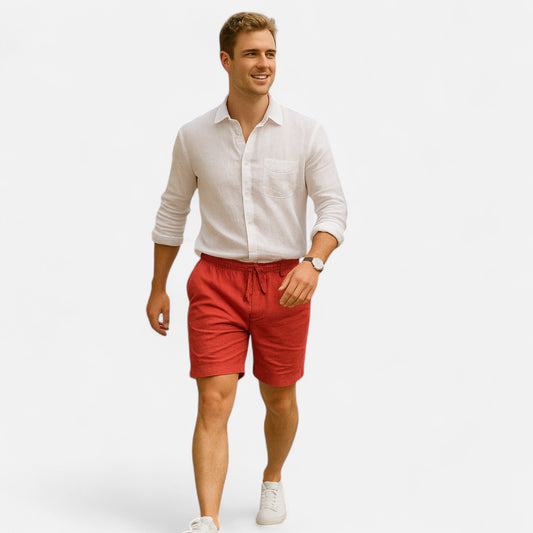  Rivrier l Men’s Cotton‑Linen Beach Shorts – Breathable Summer Warmth