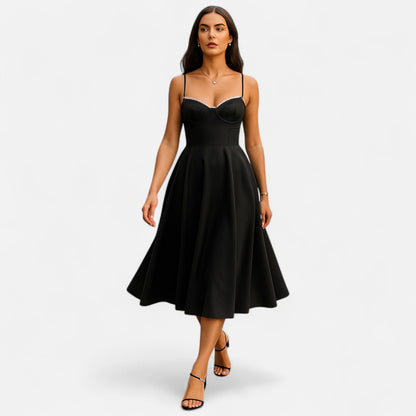  Rivrier l Women’s Elegant Midi Dress – Polished Mid‑Length Refinement