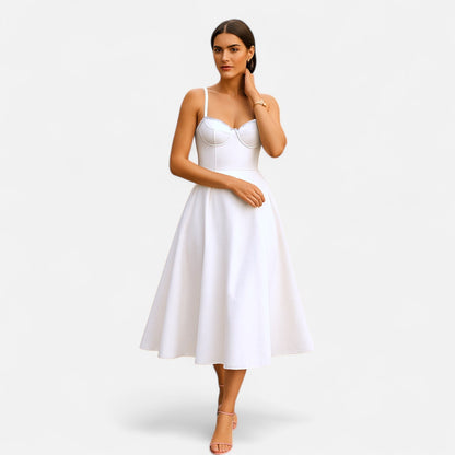  Rivrier l Women’s Elegant Midi Dress – Polished Mid‑Length Refinement