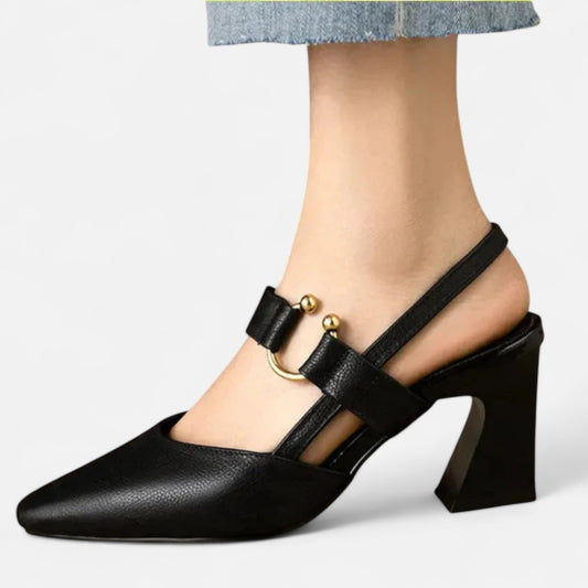 Rivrier l  Women’s Leather Mid‑Heel Pumps – Poised Elegance with Comfort