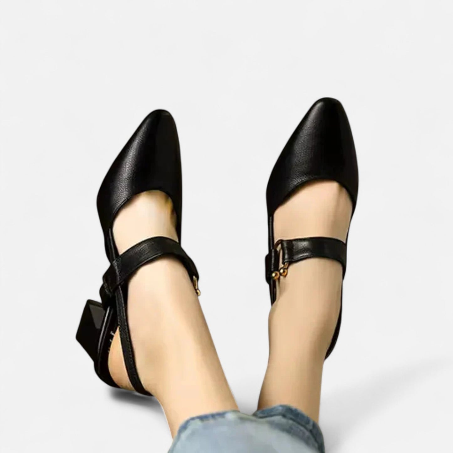 Rivrier l  Women’s Leather Mid‑Heel Pumps – Poised Elegance with Comfort