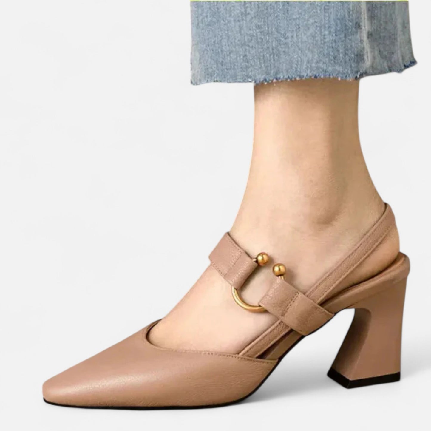 Rivrier l  Women’s Leather Mid‑Heel Pumps – Poised Elegance with Comfort