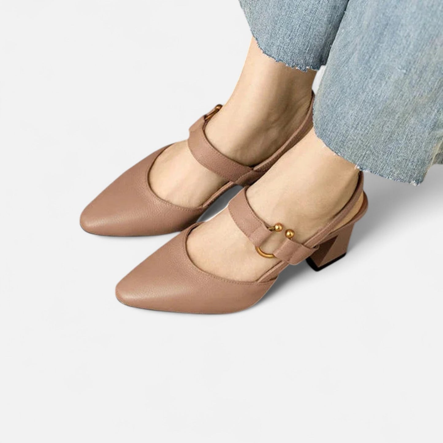 Rivrier l  Women’s Leather Mid‑Heel Pumps – Poised Elegance with Comfort