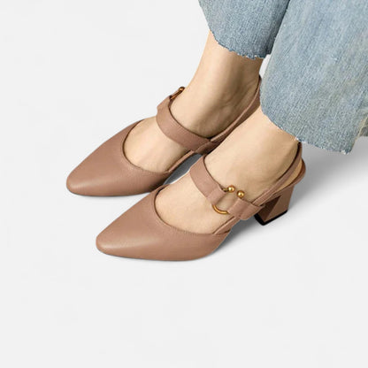 Rivrier l  Women’s Leather Mid‑Heel Pumps – Poised Elegance with Comfort