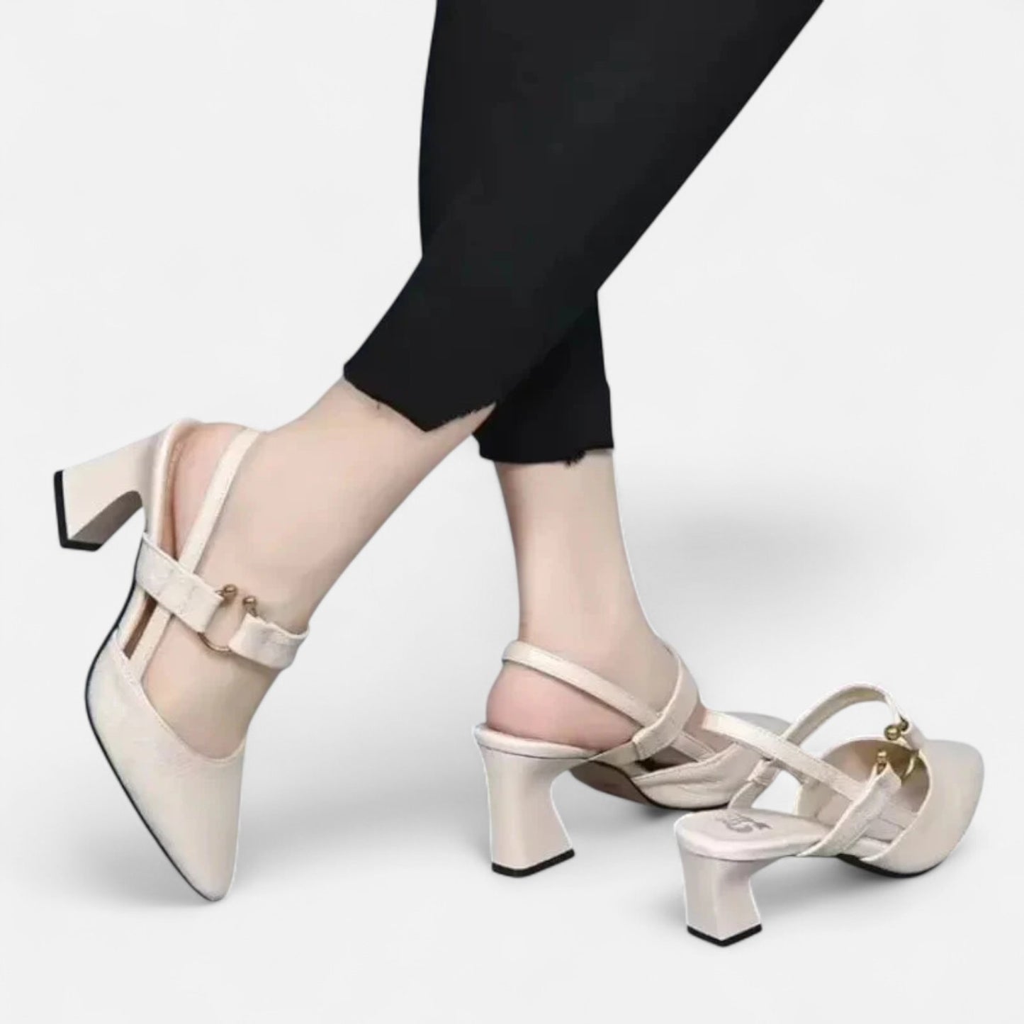 Rivrier l  Women’s Leather Mid‑Heel Pumps – Poised Elegance with Comfort