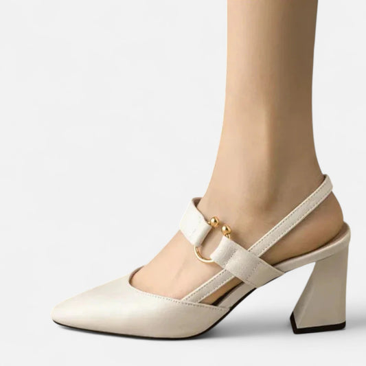 Rivrier l  Women’s Leather Mid‑Heel Pumps – Poised Elegance with Comfort