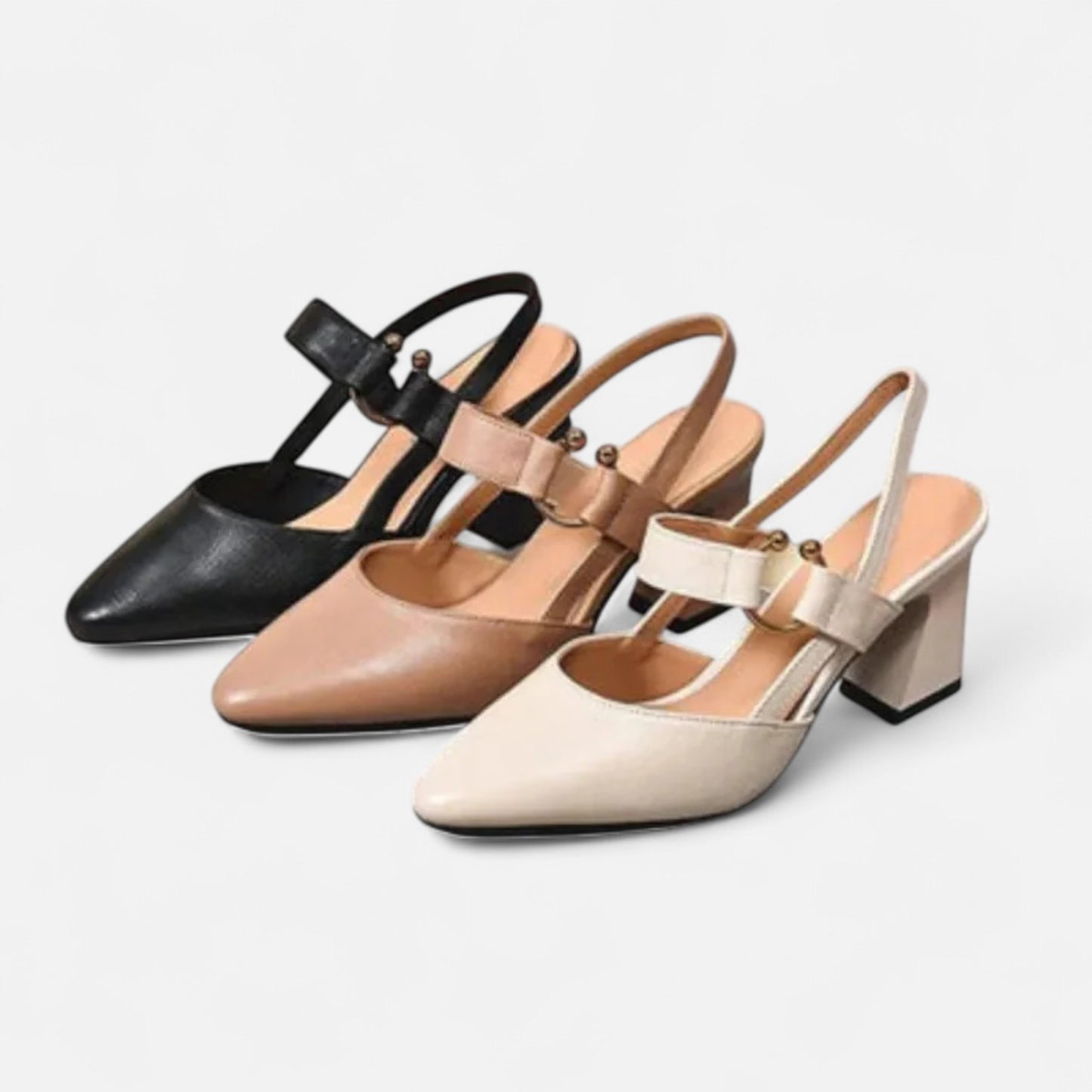Rivrier l  Women’s Leather Mid‑Heel Pumps – Poised Elegance with Comfort