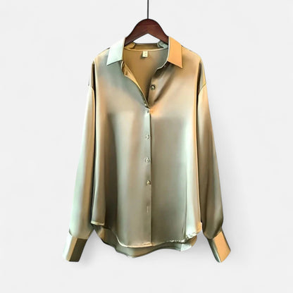  Rivrier l Women’s Satin Blouse – Luxe Comfort for Work & Evening