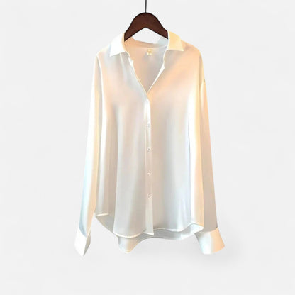  Rivrier l Women’s Satin Blouse – Luxe Comfort for Work & Evening