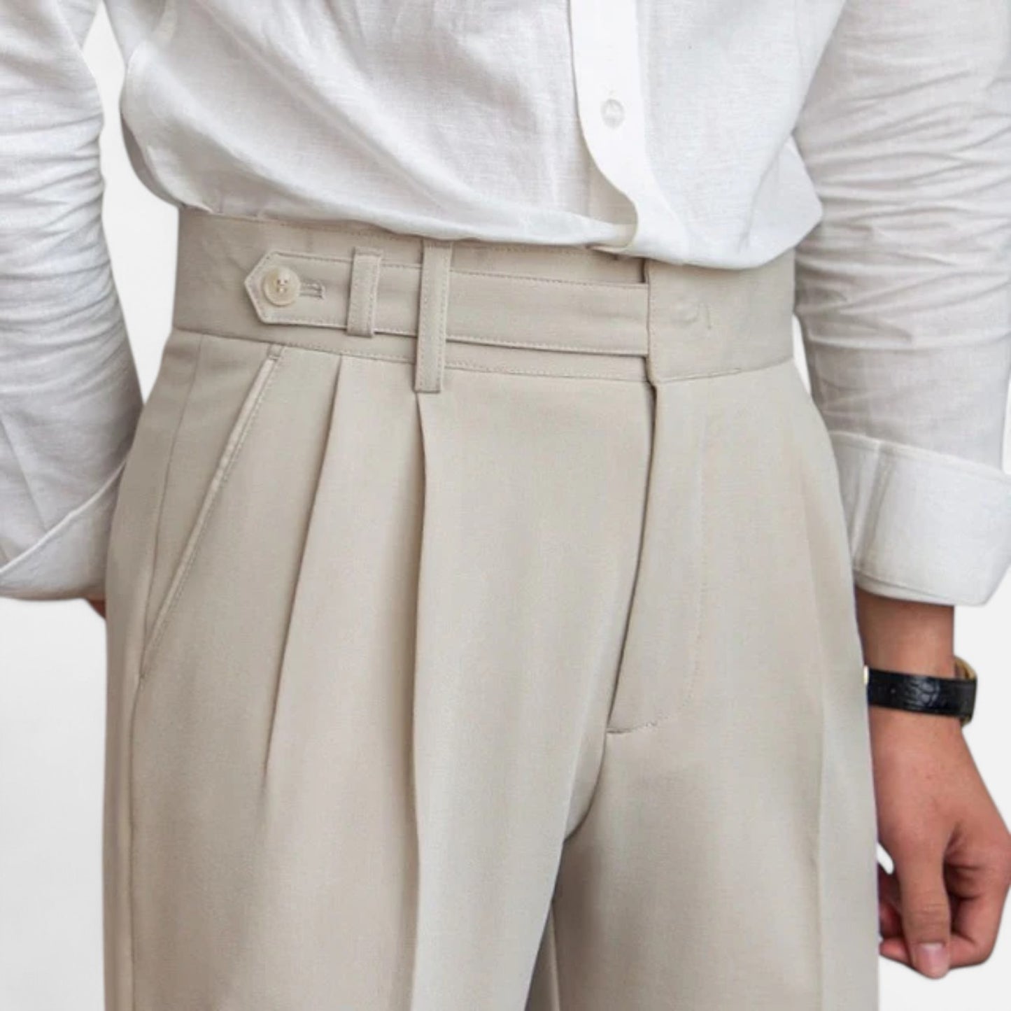  Rivrier l Men’s Tailored Cotton–Wool Fusion Trousers – Executive Summer Tailoring
